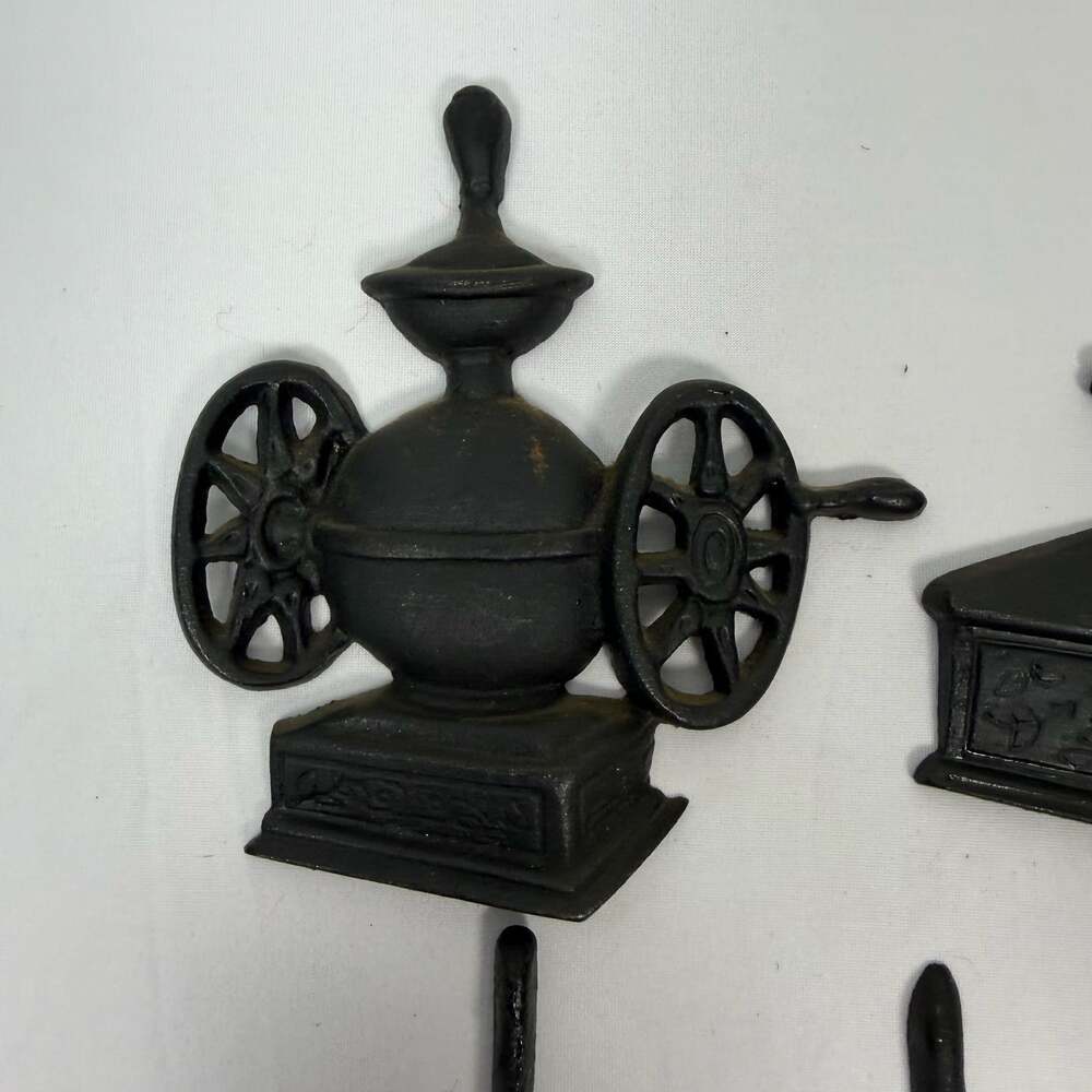 Vintage Sexton Black Cast Metal Kitchen Wall Plaques Set of 5 - Picture 5 of 16